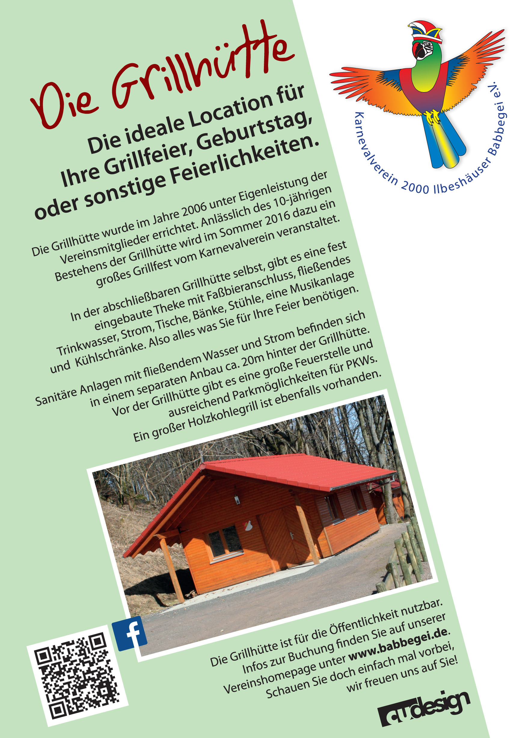 Informationsplakat zur Grillhütte des Ilbeshäuser Babbegei